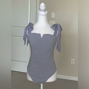 NWT Free People Lavender Tie Shoulder Body Suit Size Large